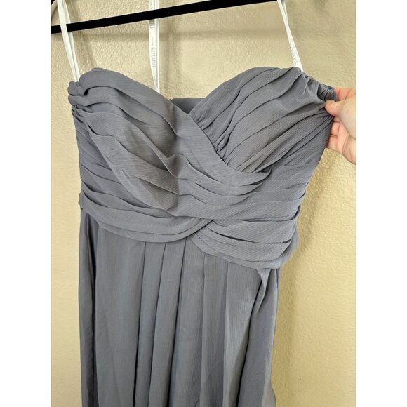 Davids Bridal Womens Strapless A-Line Chiffon Gown Size 16 Gray Formal Dress - Picture 2 of 10